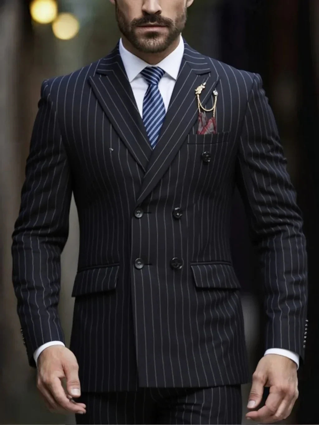 Double-Breasted Suit, Classic Formal Business Wear