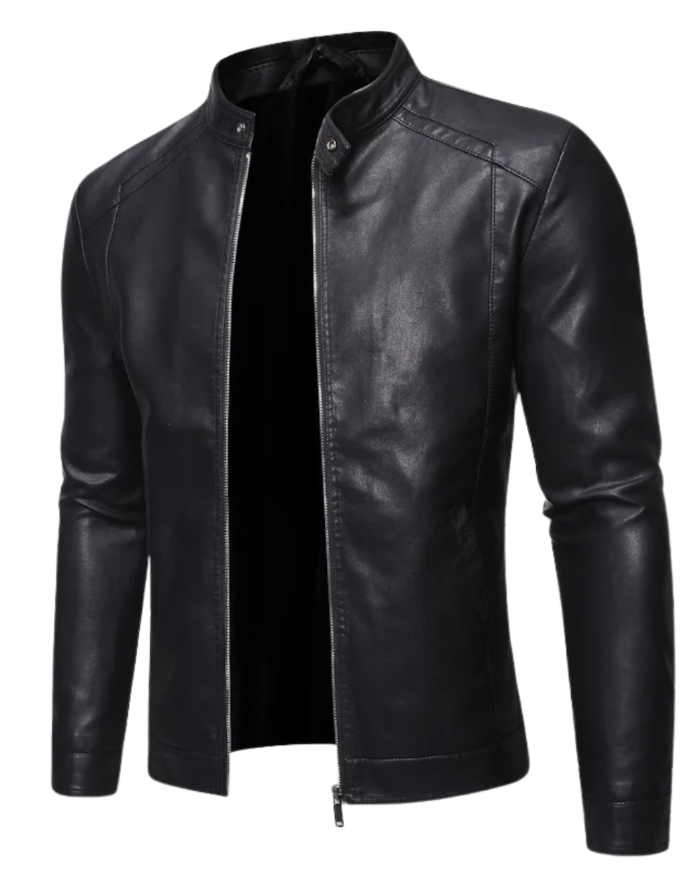 Standing Collar Leather Jacket
