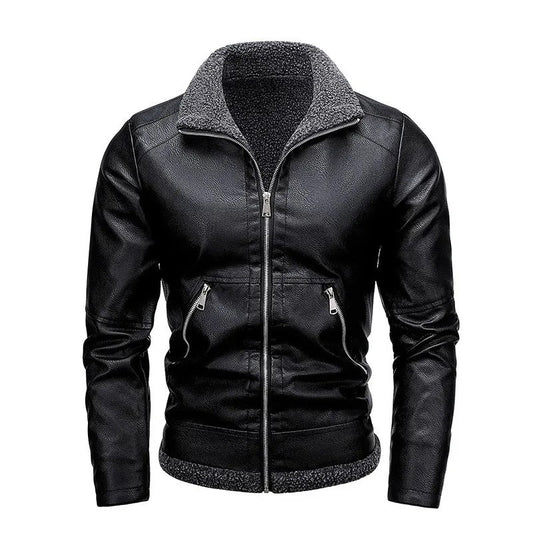 Elegant Fleece Leather Jacket