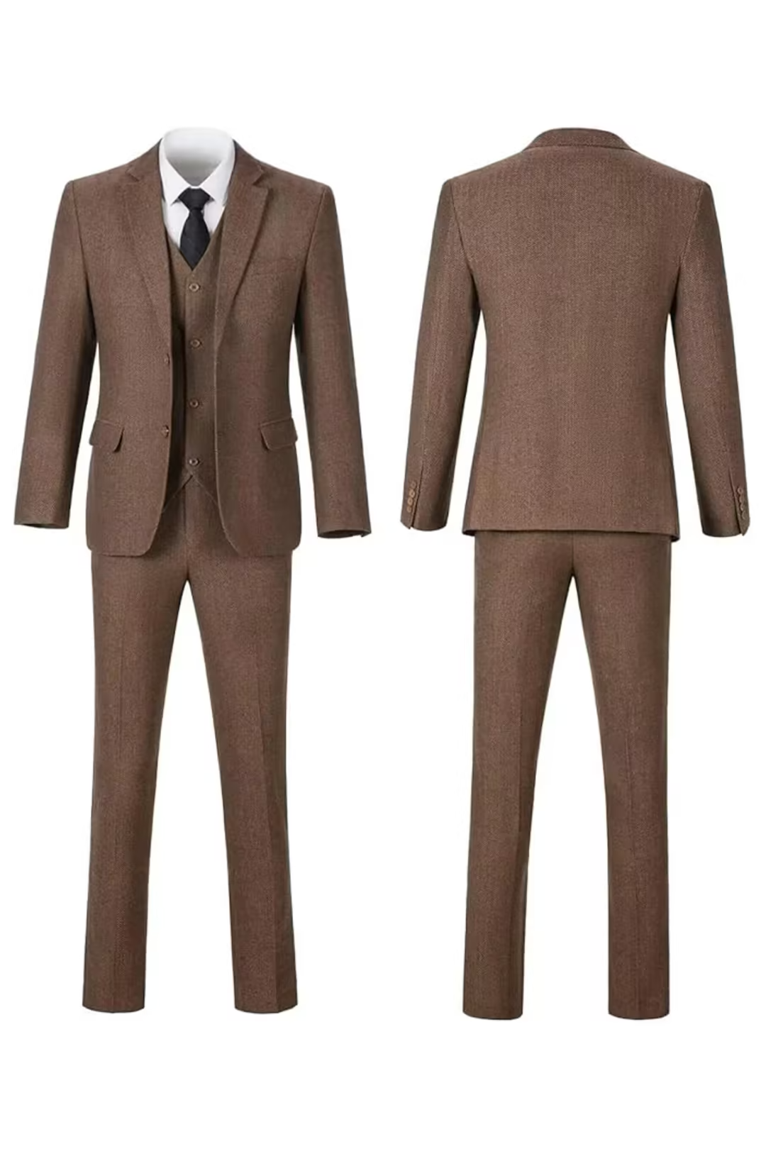 Men's Retro Tweed Herringbone 3 Piece Suit
