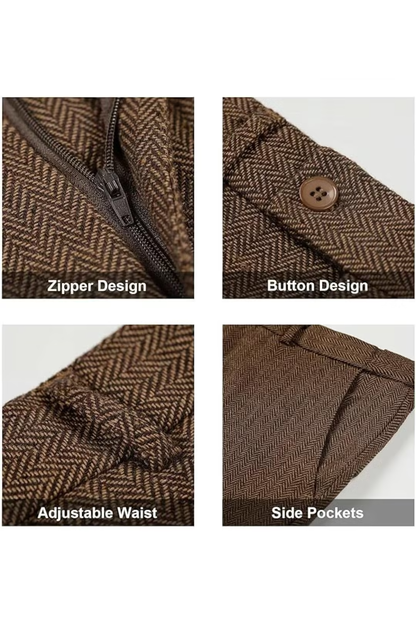 Men's Retro Tweed Herringbone 3 Piece Suit