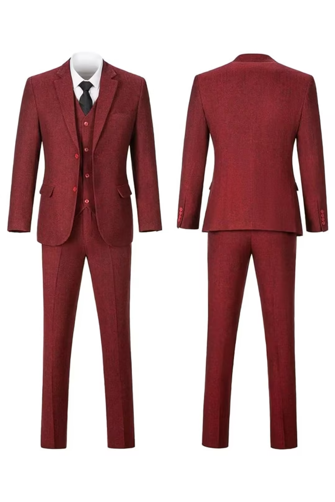 Men's Retro Tweed Herringbone 3 Piece Suit