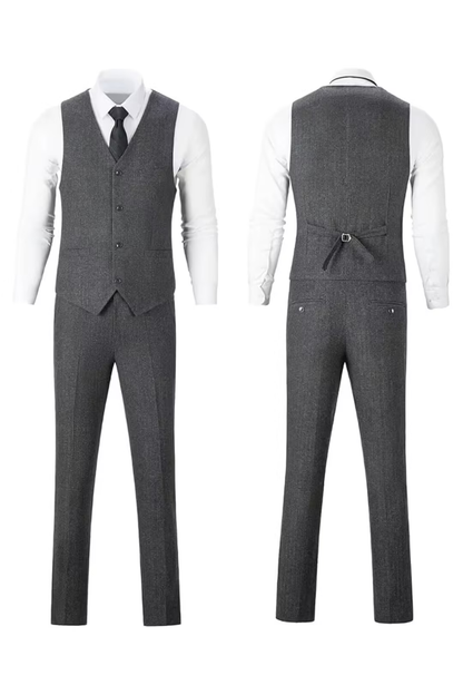 Men's Retro Tweed Herringbone 3 Piece Suit