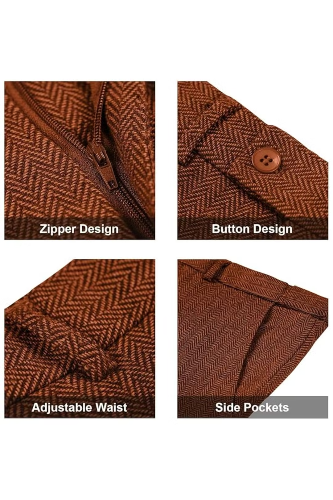 Men's Retro Tweed Herringbone 3 Piece Suit