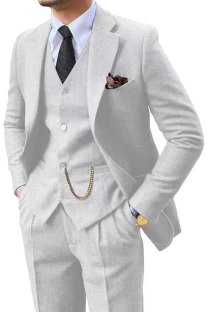 Men's Retro Tweed Herringbone 3 Piece Suit